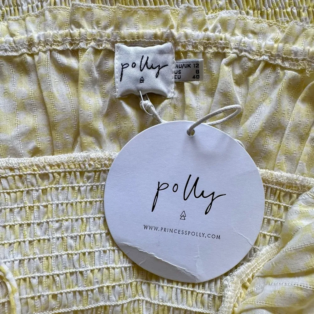 NWT‎ Women's Princess Polly Korina Seersucker Mini Dress Yellow & White Size 8 - Image 5
