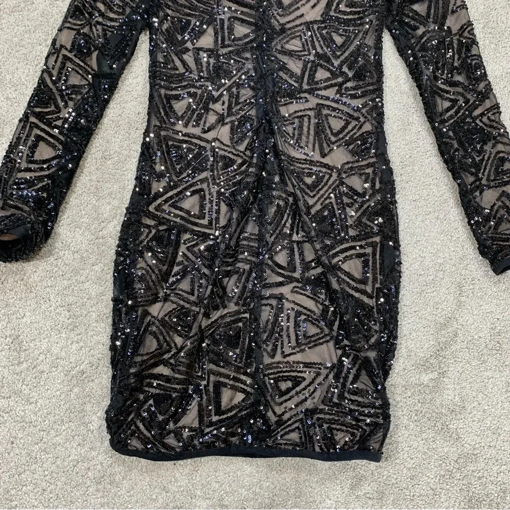 NWT Tea & Cup Los Angeles Bodycon Sequined Cocktail Dress Longsleeve in Black M - Image 9