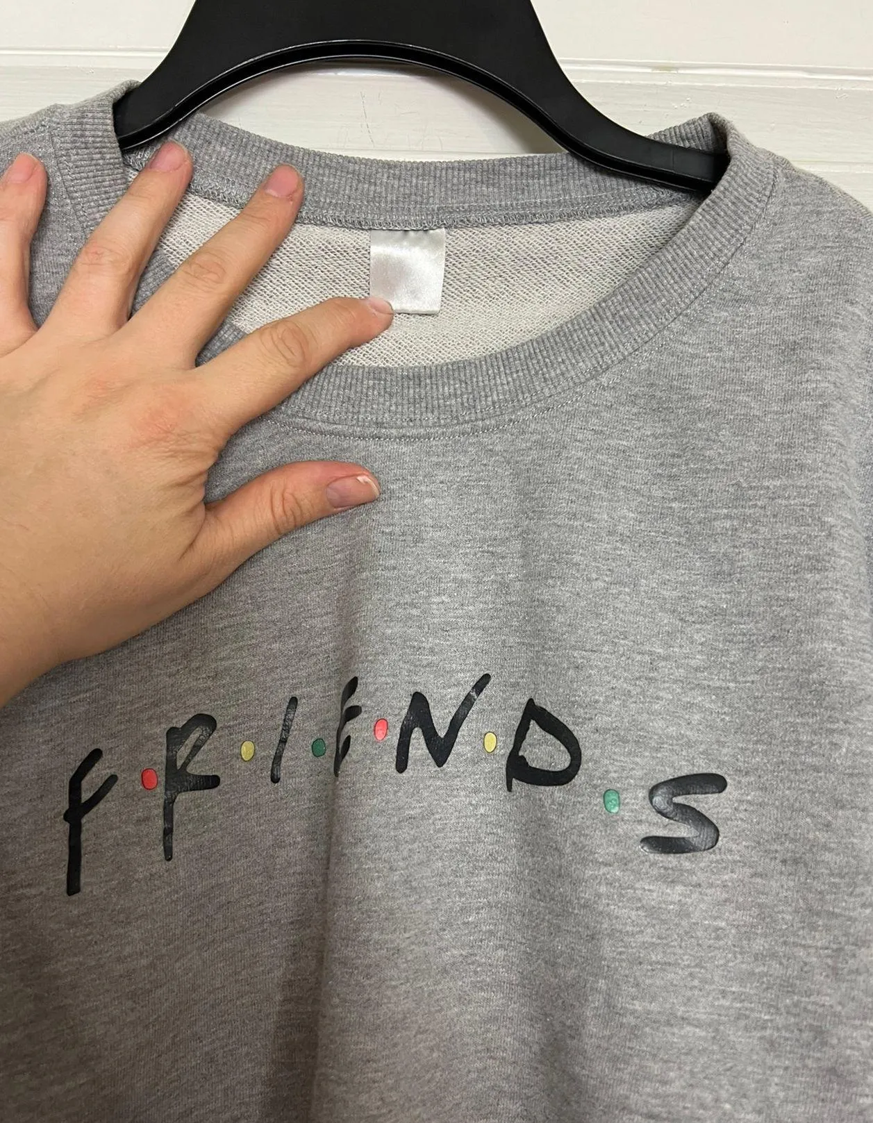 Friends SM grey Long Sleeve Crop Top Gray - Image 3