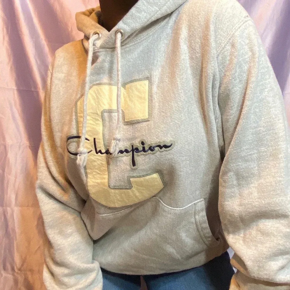 Champion grey reverse weave drawstring hoodie S - Image 2