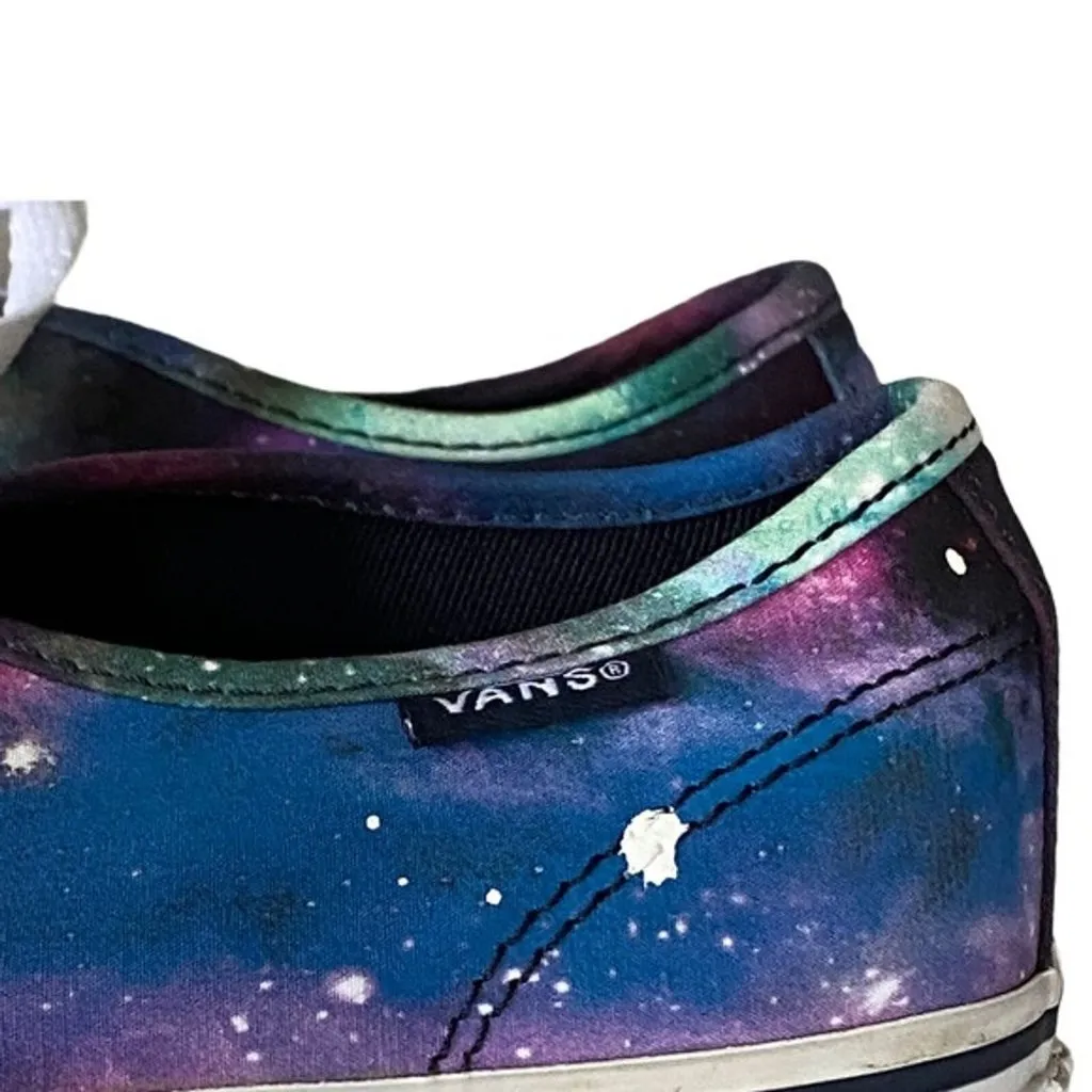 Vans Women Low Top‎ Sneaker Size 6 Purple Blue Galaxy Print Lace Up Canvas Upper - Image 7