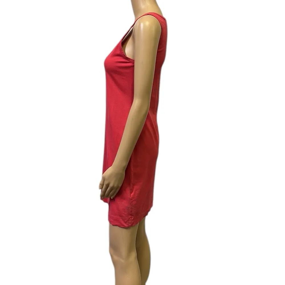 Mama Red Cotton Blend Henley Button Up Sleeveless Tank Mini Dress Womens Medium Size undefined - Image 3