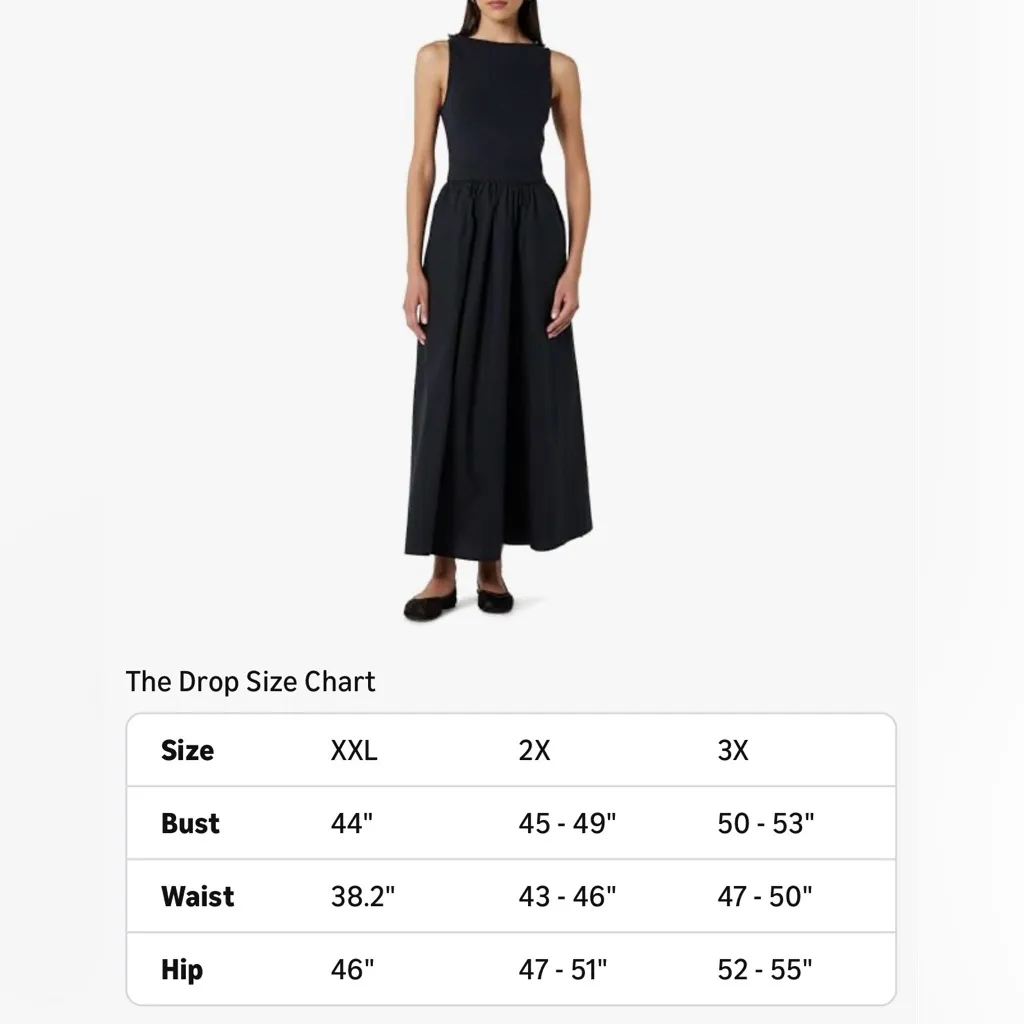 NEW The Drop Black Dia Mixed Fabric Midi Tank Cotton Dress 2X $69 - Image 4