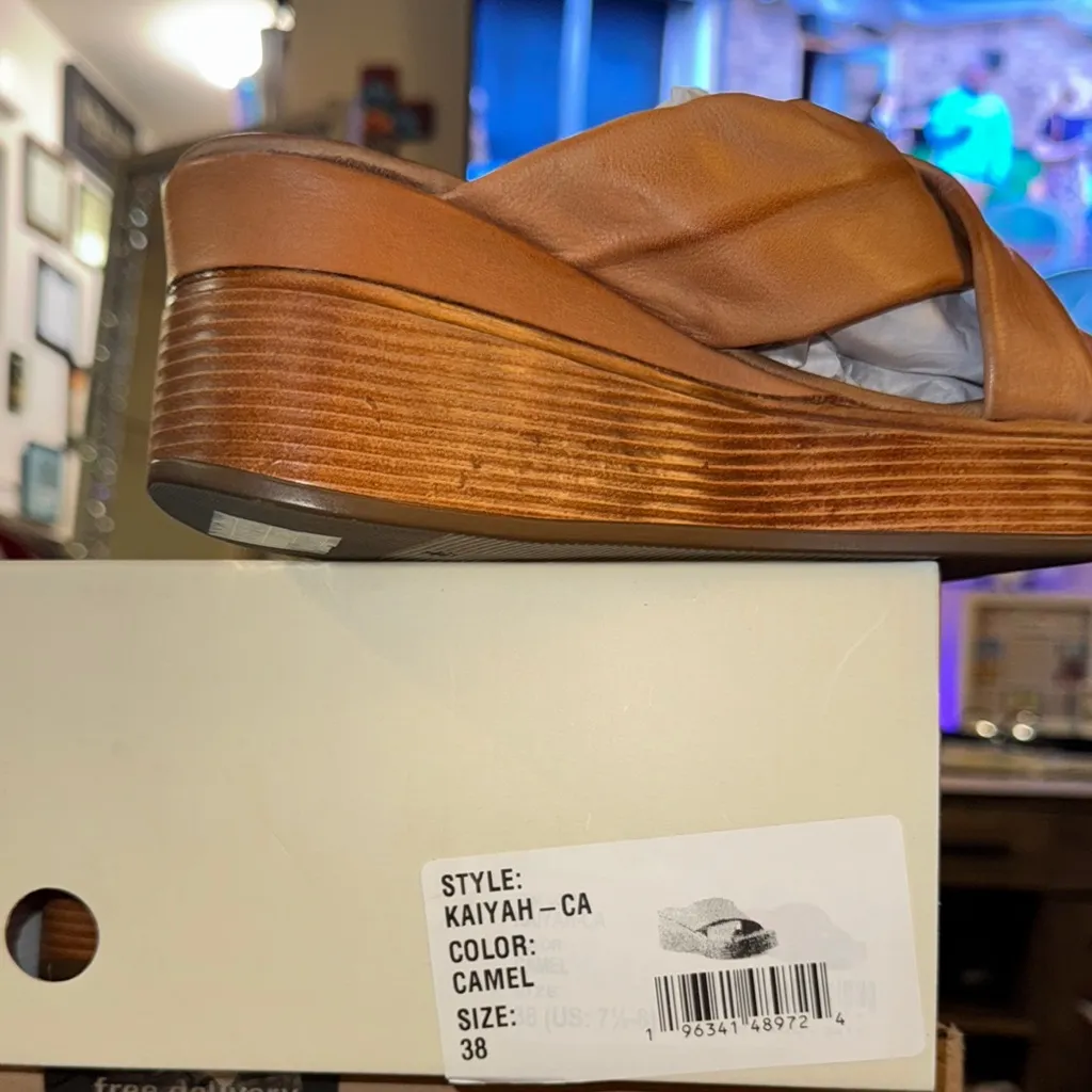 Spring Step Leather Crossover‎ Wedge Slide Sandals Kaiyah - Image 3