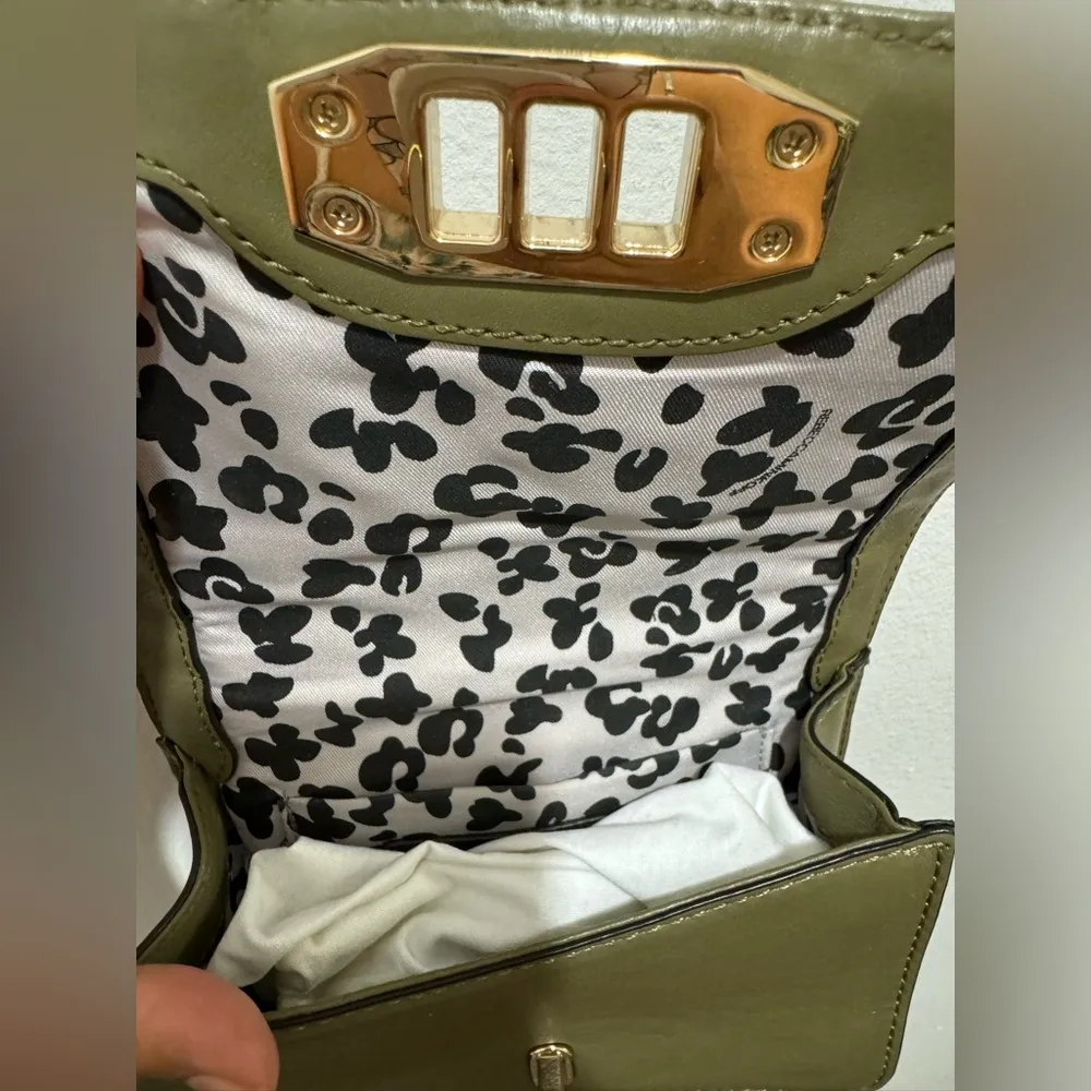 Rebecca Minkoff Mini Love Cross Body Bag in Olive with Gold Chain Blogger Fall - Image 10