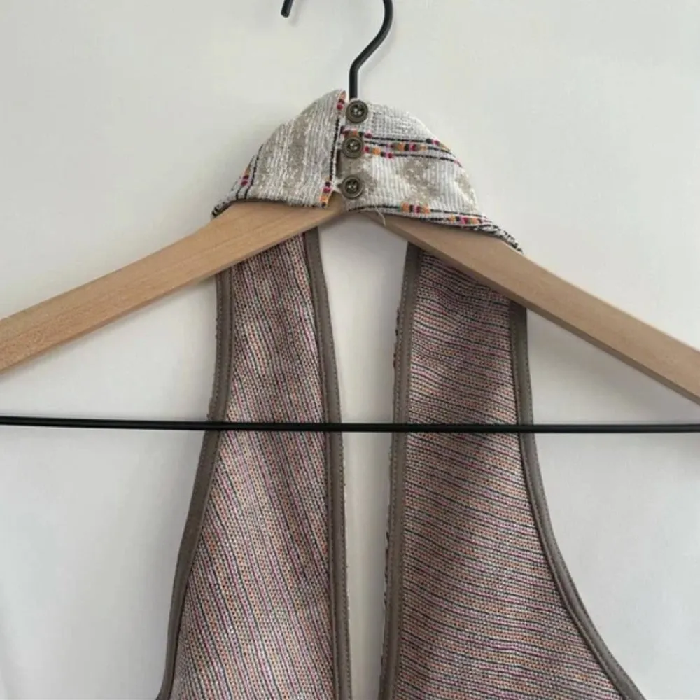 Anthropologie Leanne Jacquard Geometric Halter Tank XS Boho Embroidered Backless - Image 6