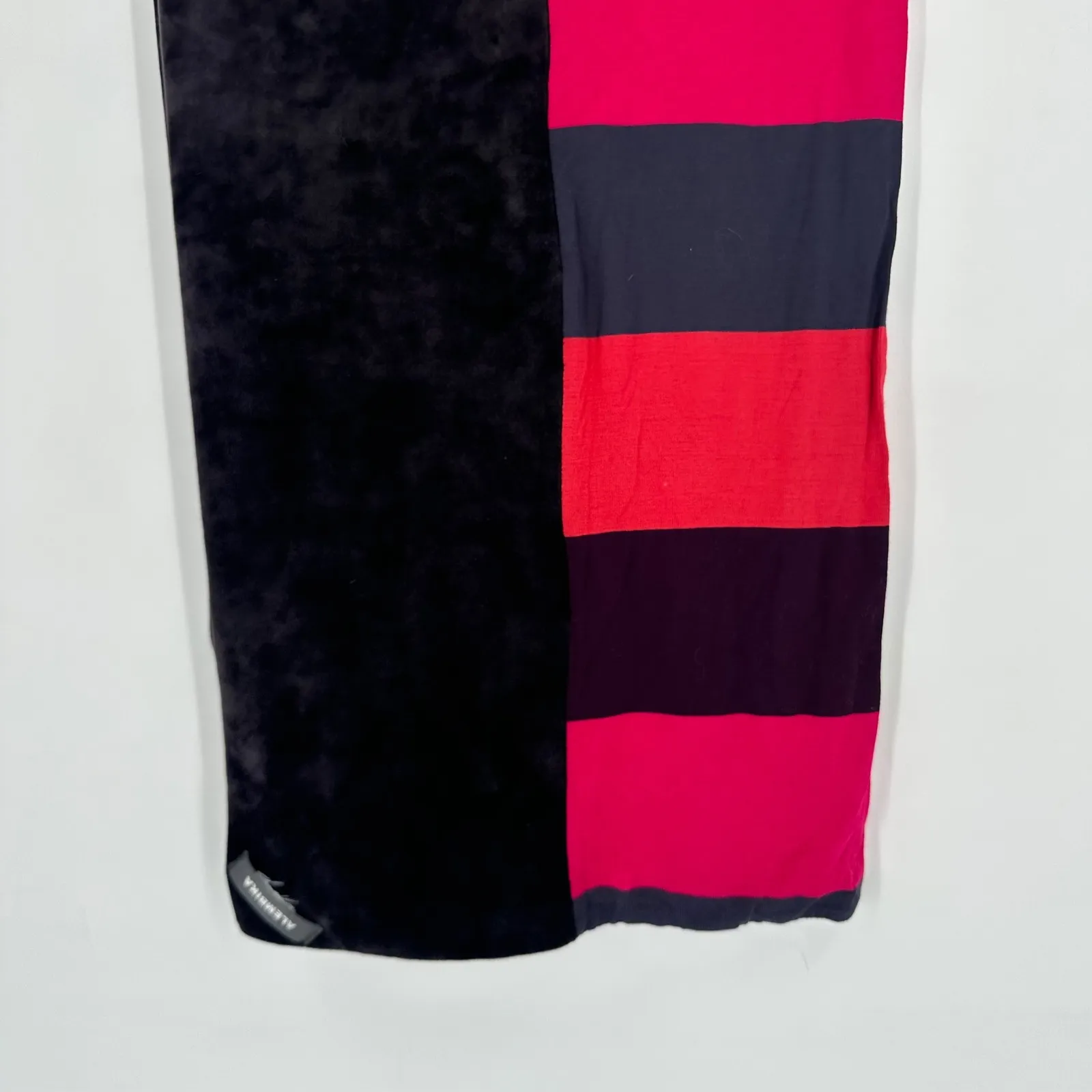 ALEMBIKA Gray Velvet &‎ Colorful Jersey Knit Stripe Soft Wrap Scarf - Image 3