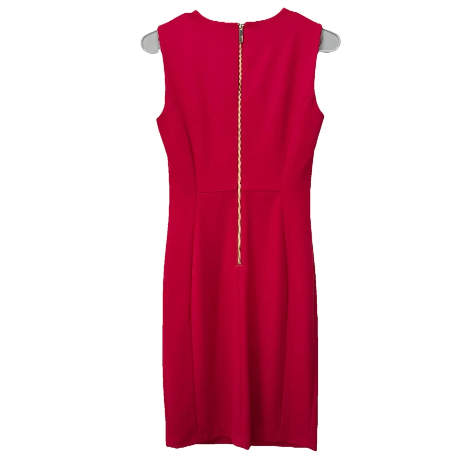Calvin Klein Red Sleeveless Stretch Crepe Sleeveless‎ Sheath Dress Size 4 - Image 6