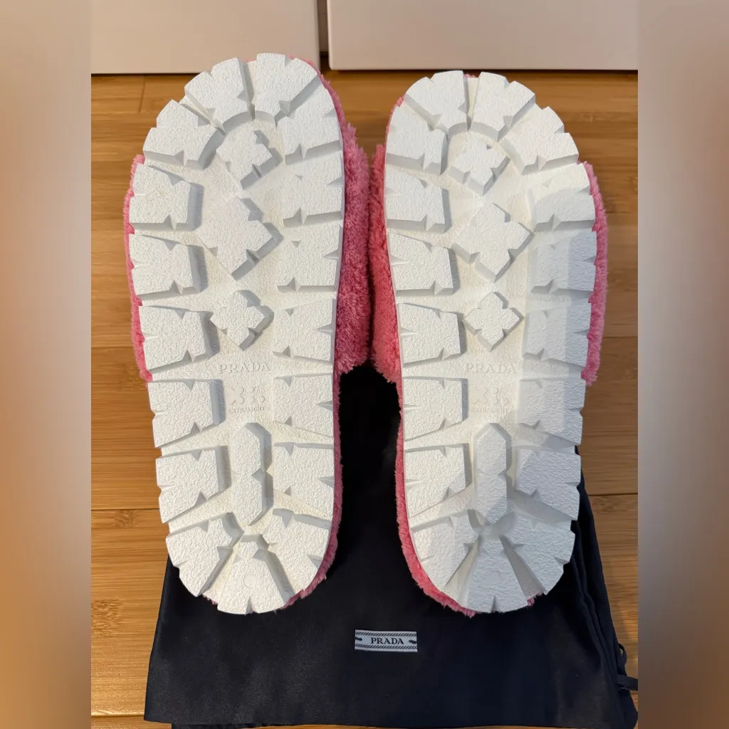 Prada Terrycloth Logo Embroidered Slide Sandals - Image 6