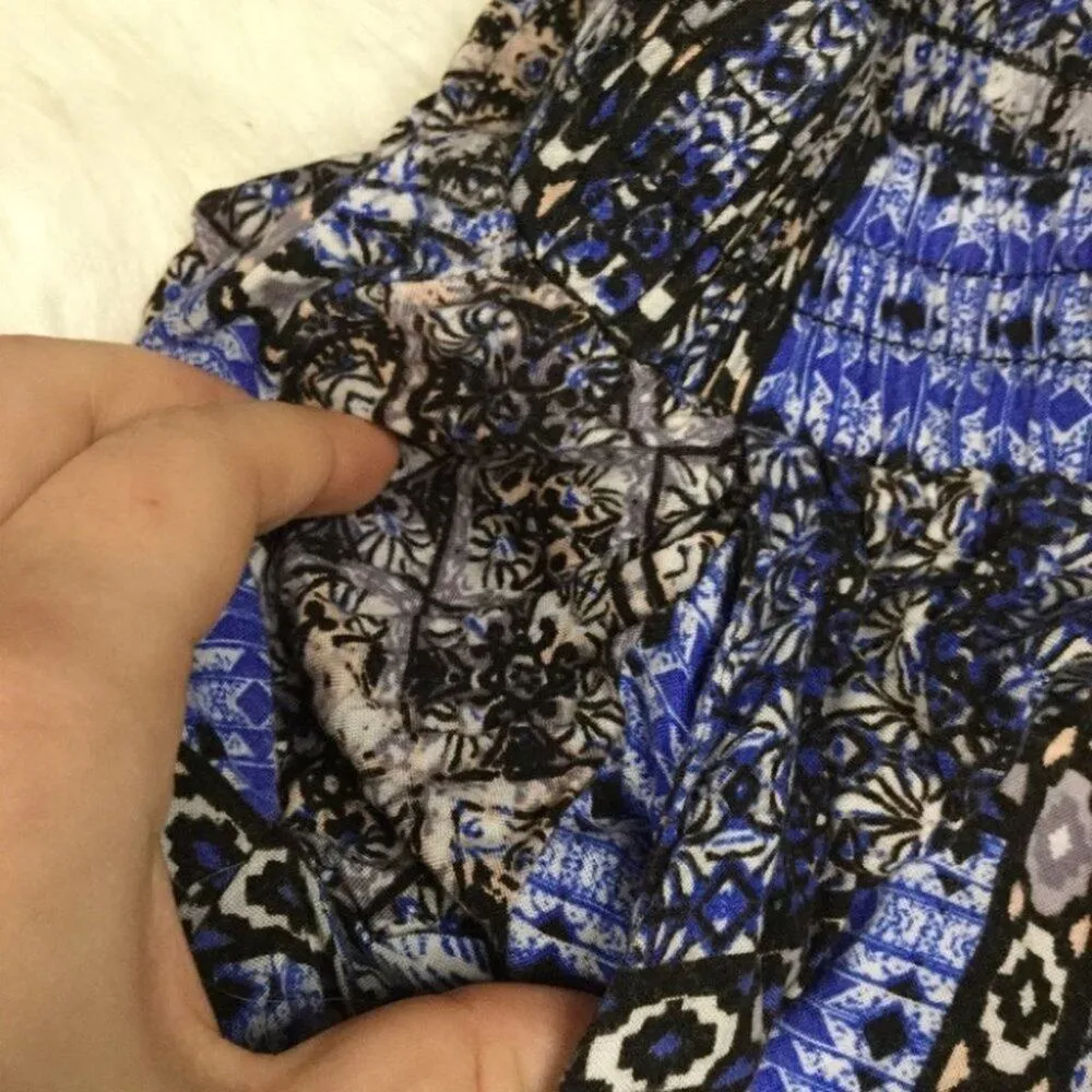 Joe B Boho Blue Pattern Stretchy Light Joggers Size Small Rayon - Image 2