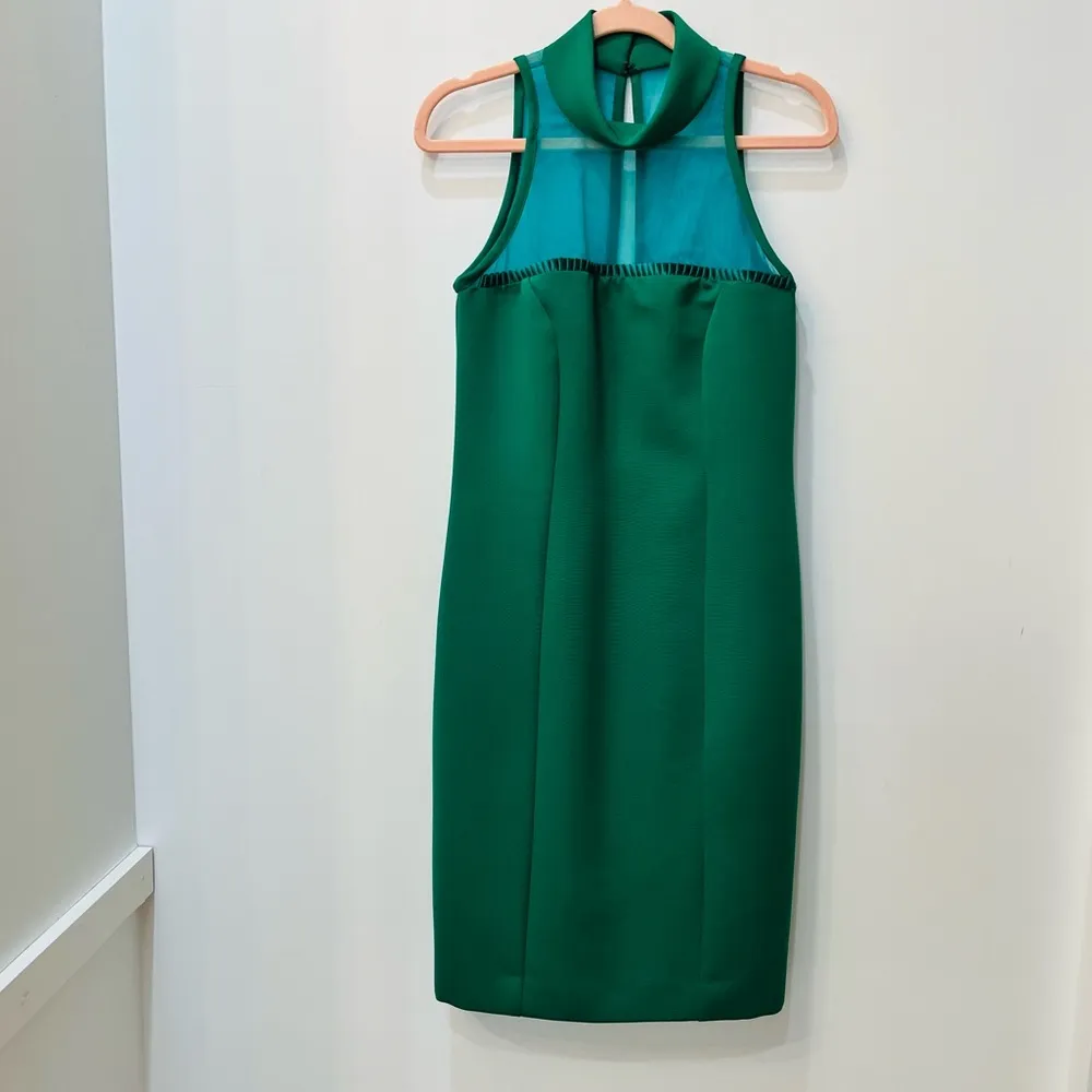 Vintage Margie Darnell green halter style sheer top dress sz 2 - Image 2