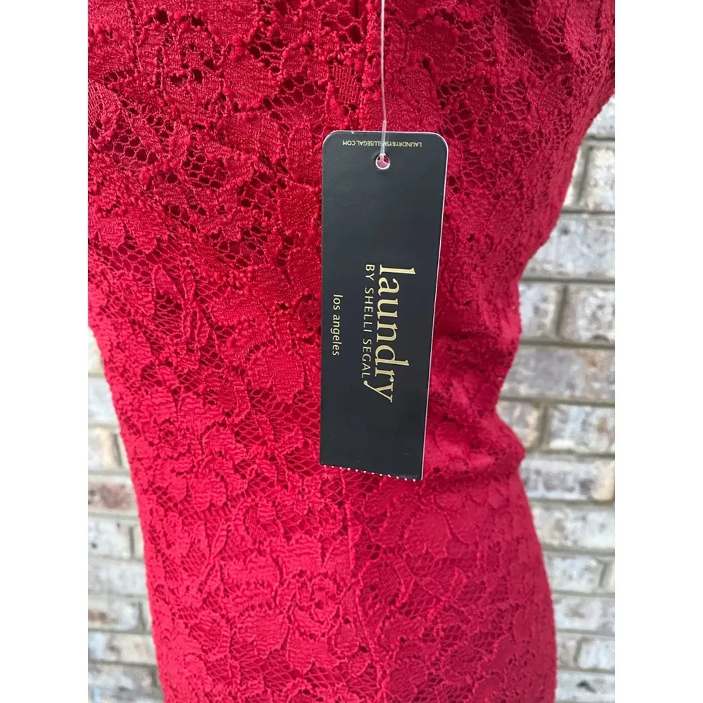 NWT Laundry by Shelli Segal Red Lace Cocktail Dress - Image 6