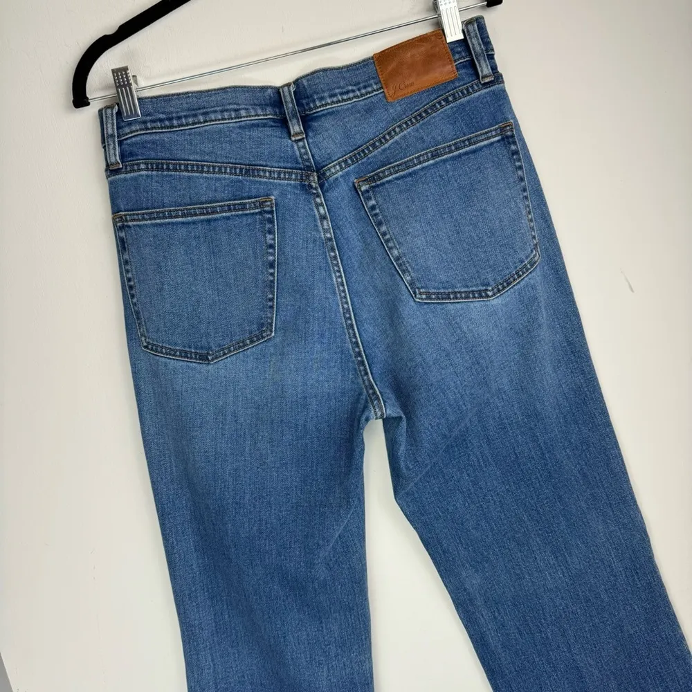 J. Crew Ashbury Flare Sz 29 High Rise Medium Wash Stretch Raw Hem - Image 9