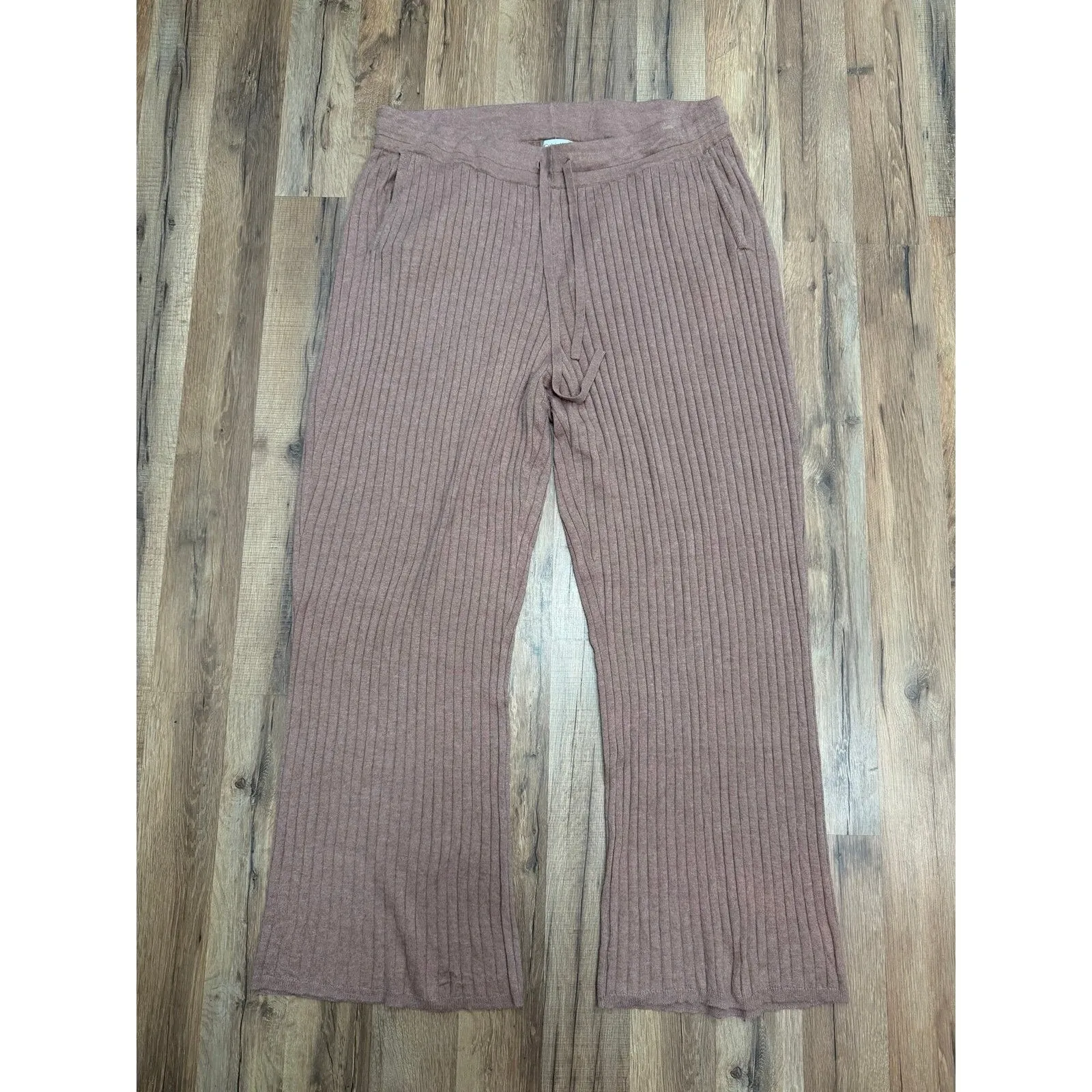 Calvin Klein Ribbed Knit Lounge Pants 1X Mauve Wide Leg Viscose‎ Blend - Image 2