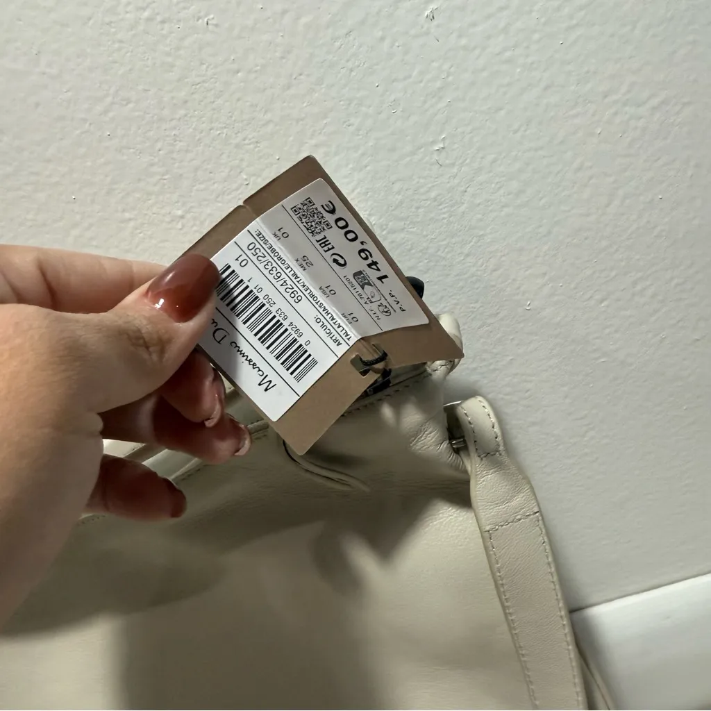 NWT Massimo Dutti Nappa Leather‎ Bag With Double Strap In Cream - Image 4