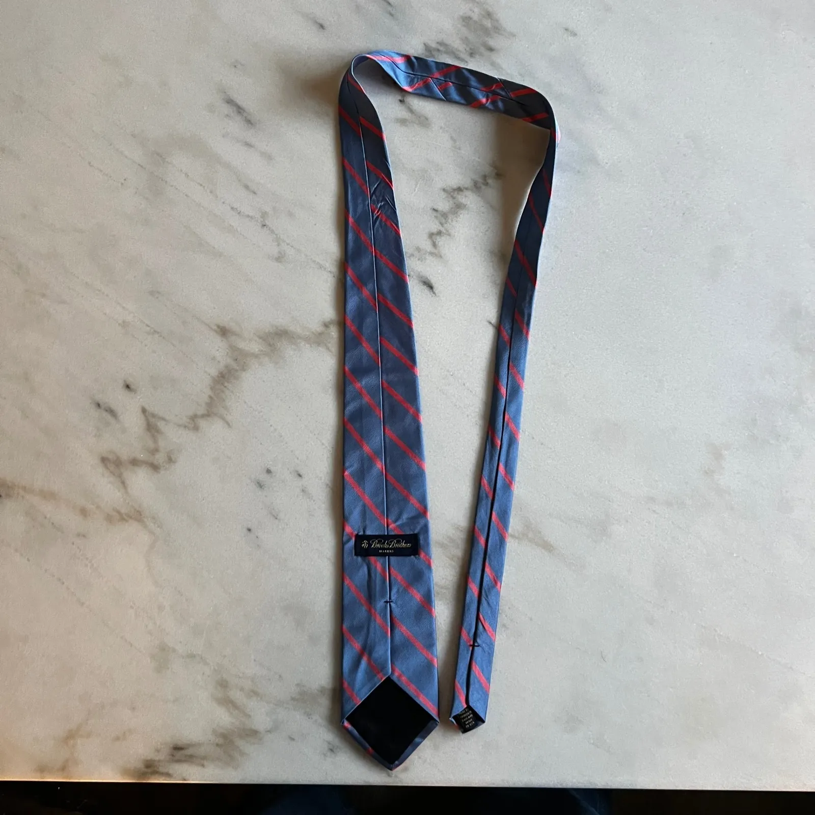 Brooks Brothers‎  Necktie Blue Striped Silk Woven England Made USA - Image 4