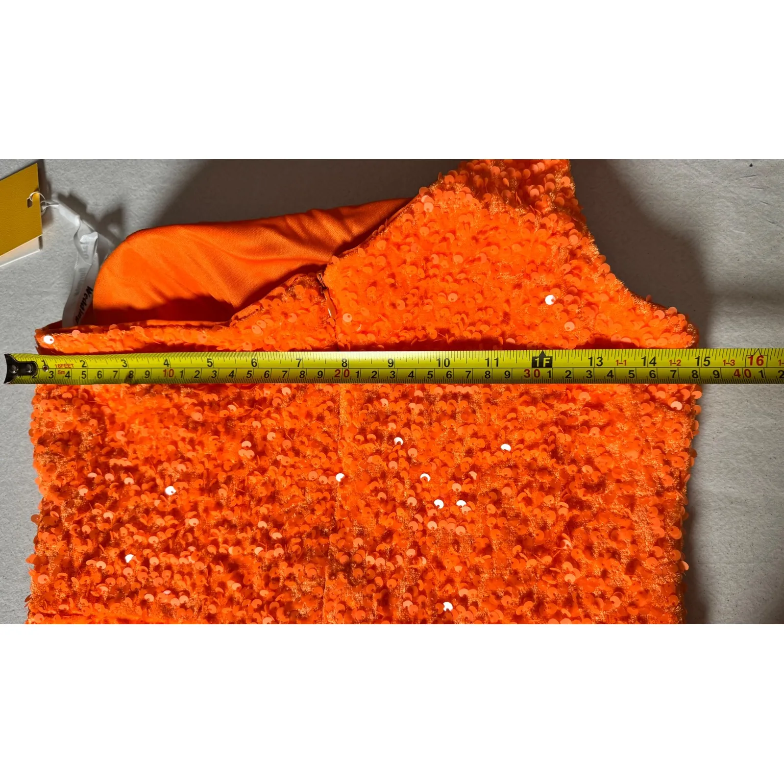 Vip & Diamond Bridal Orange Sequin One Shoulder Prom Formal Gown Size 6 - Image 8