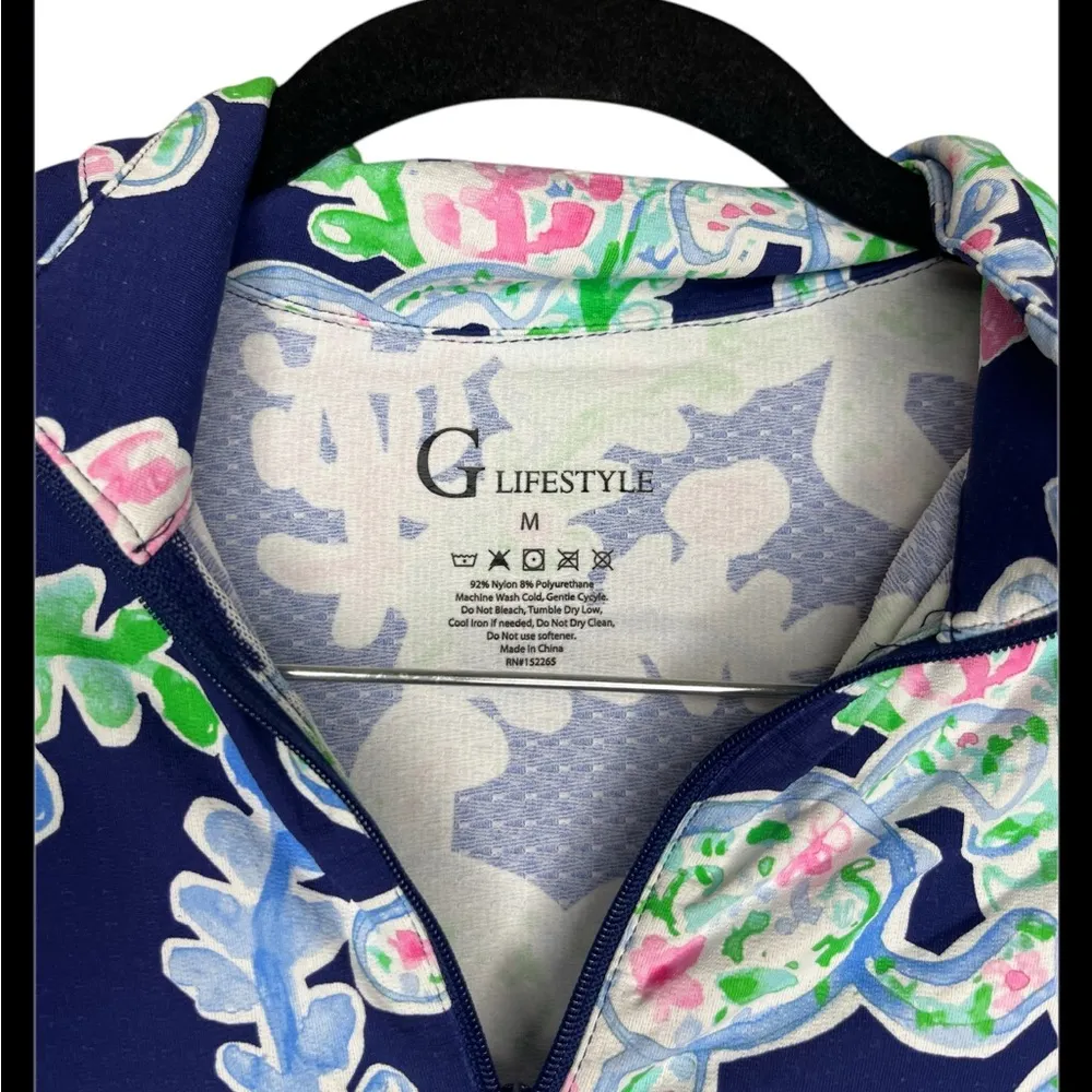 G LIFESTYLE TURTLE COVE NAVY BLUE Long Sleeve Mock Golf Shirt size Size M - Image 3