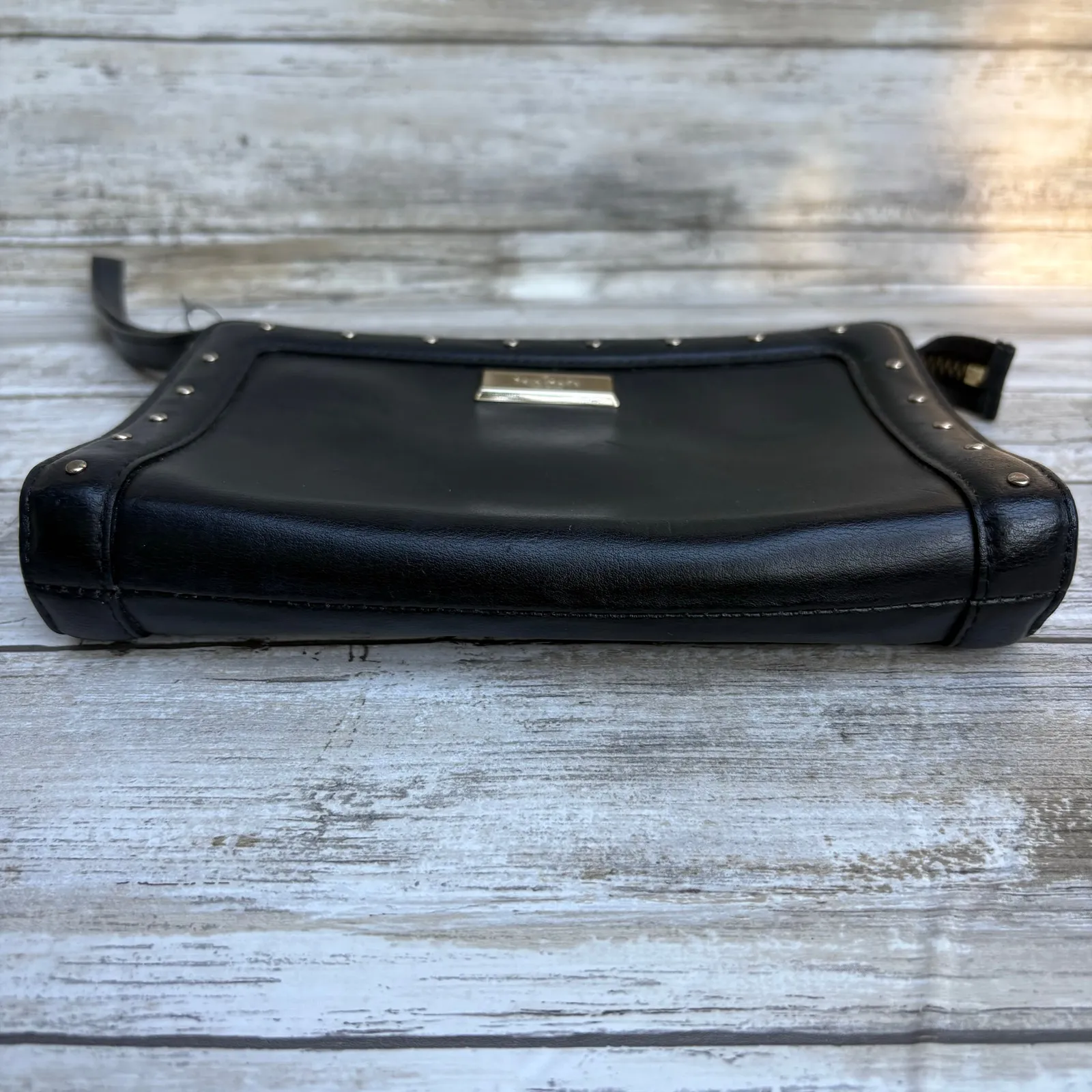 Kate Spade Helena Street Yulie Studded Wallet Wristlet Clutch Black Leather Moto - Image 2