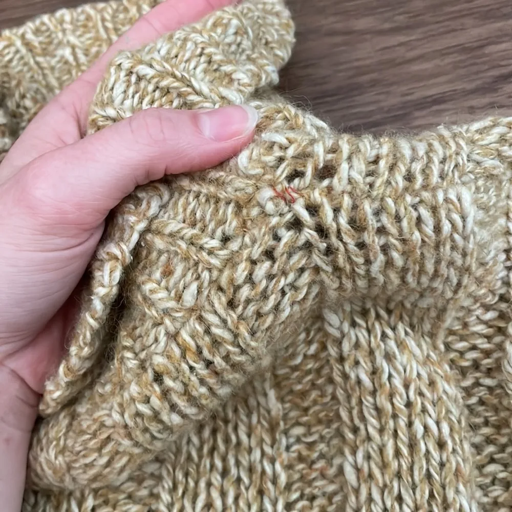 vintage wool blend chunky knit turtleneck sweater heathered sand size L Tan Size L - Image 6