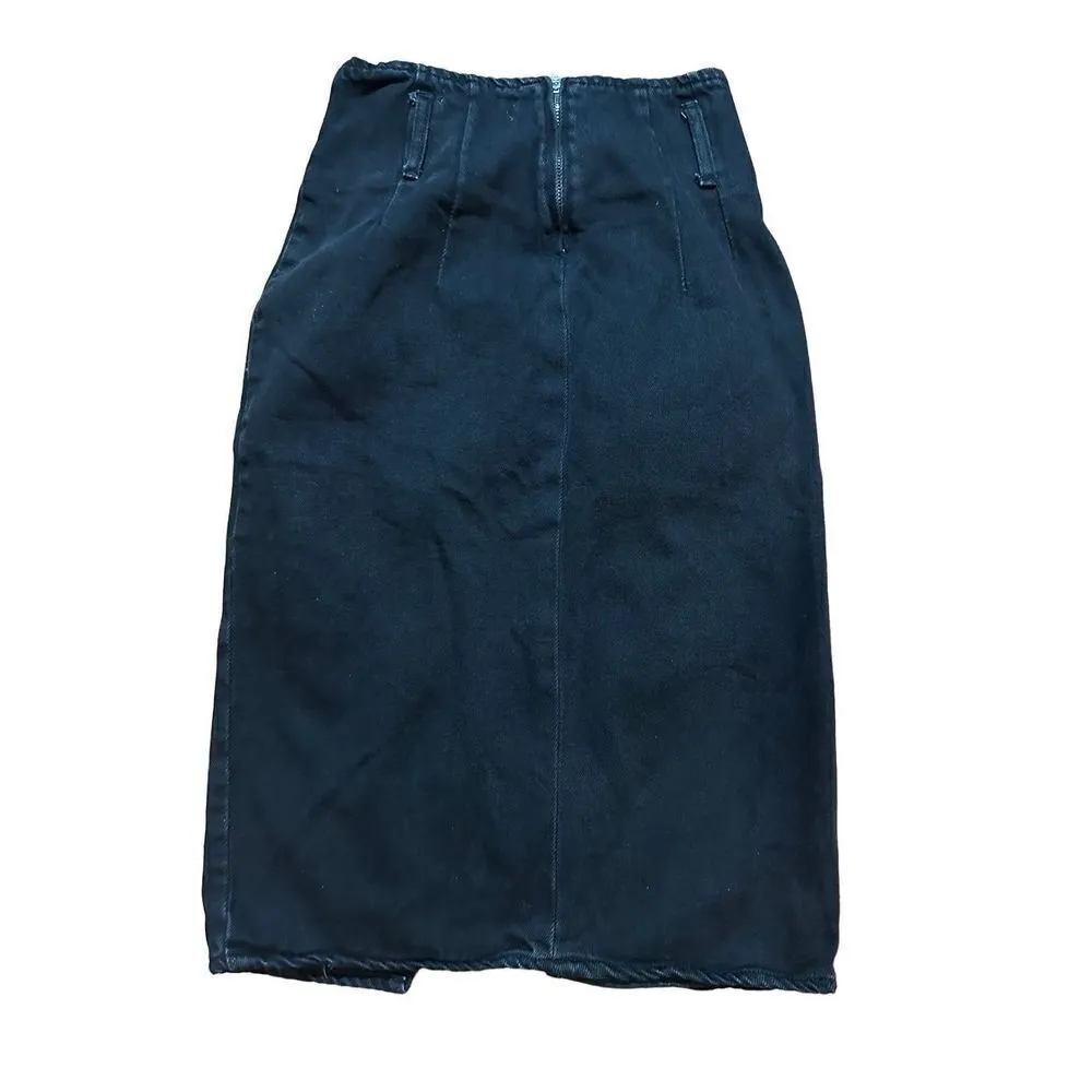 Bershka Womens black denim midi skirt sz 00 - Image 3