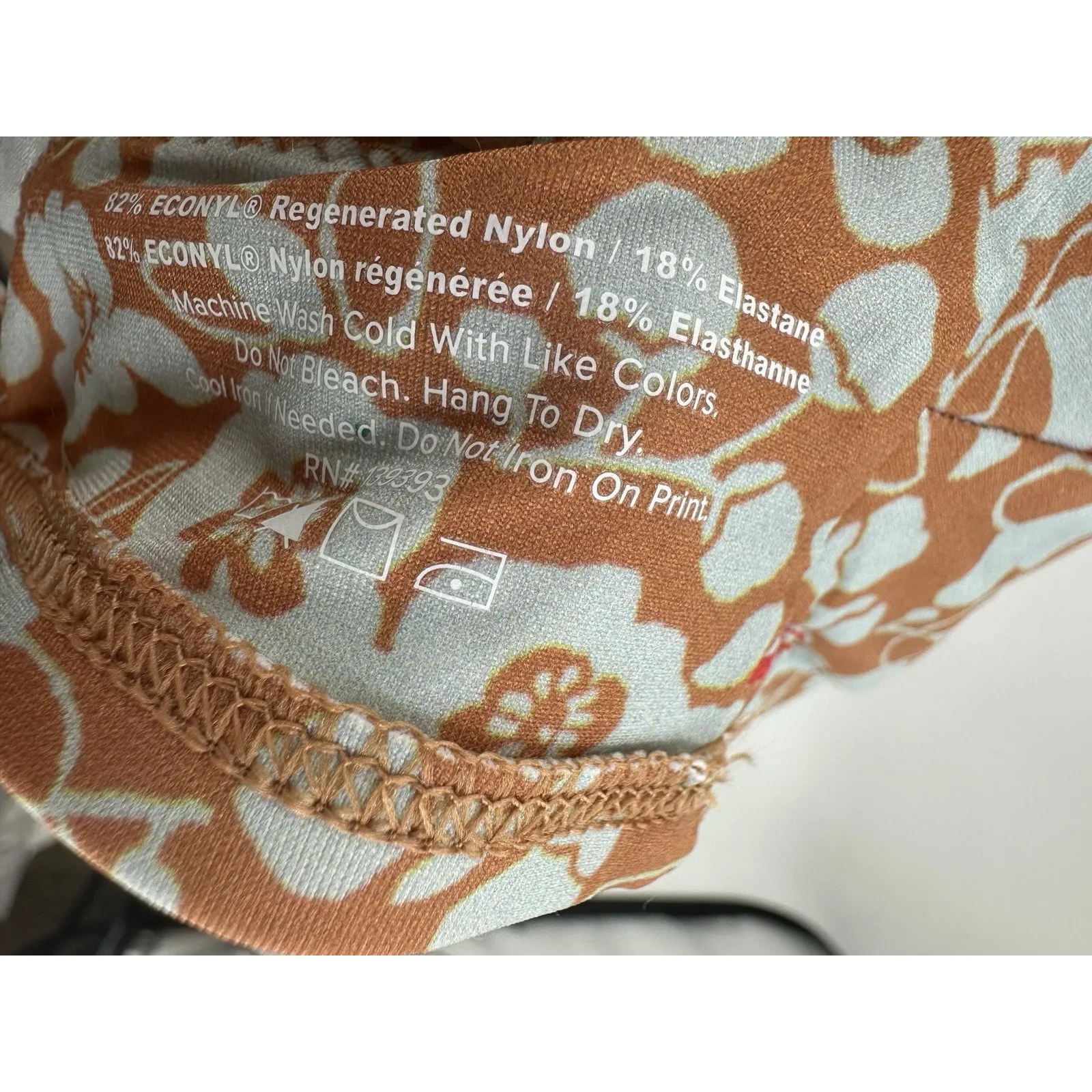 Everlane XXS Floral Bikini Top Econyl Nylon Swimwear Brown Blue Adjustable - Image 8