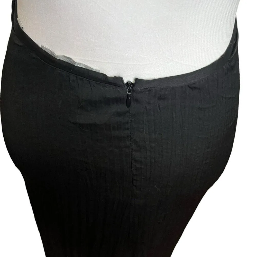 Vince Pleated Tie Front Midi Skirt Black Women’s Size XS Slit Gathered Waist - Image 6