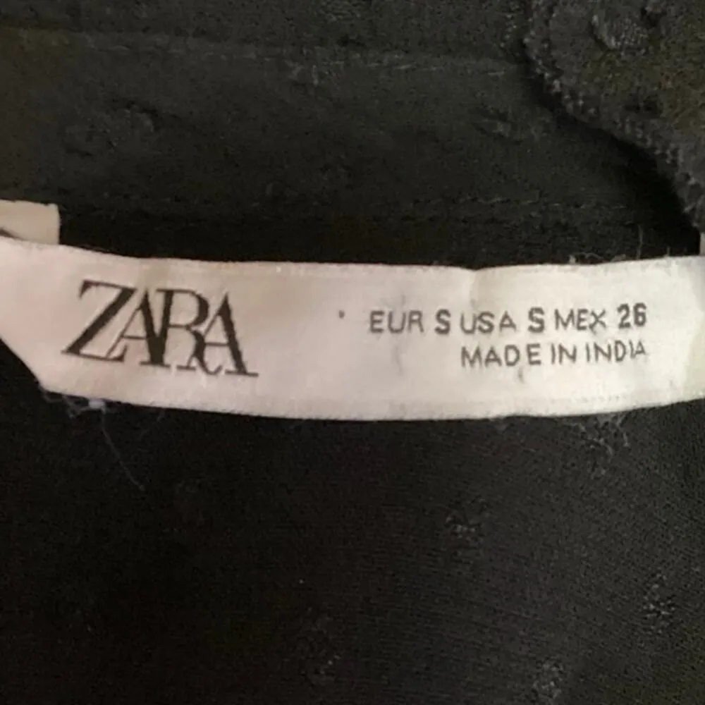 Zara Maureen Black Swiss Dot Ruffled High Neck Long Sleeves Sheer Blouse Top S - Image 4