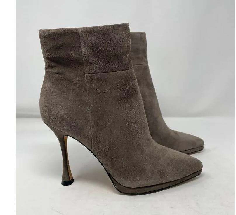 Vince Camuto Pitonnda Dress Boots 7.5 Womens Leather Suede Pointed Toe Sable Chi - Image 5