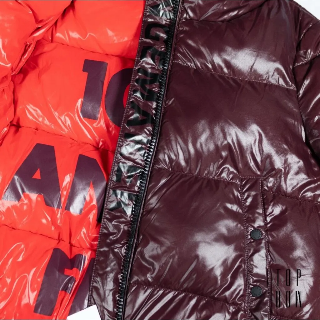 New Save the Duck Short Jacket Puffer Hooded Burgundy Size L Purple Size L - Image 8