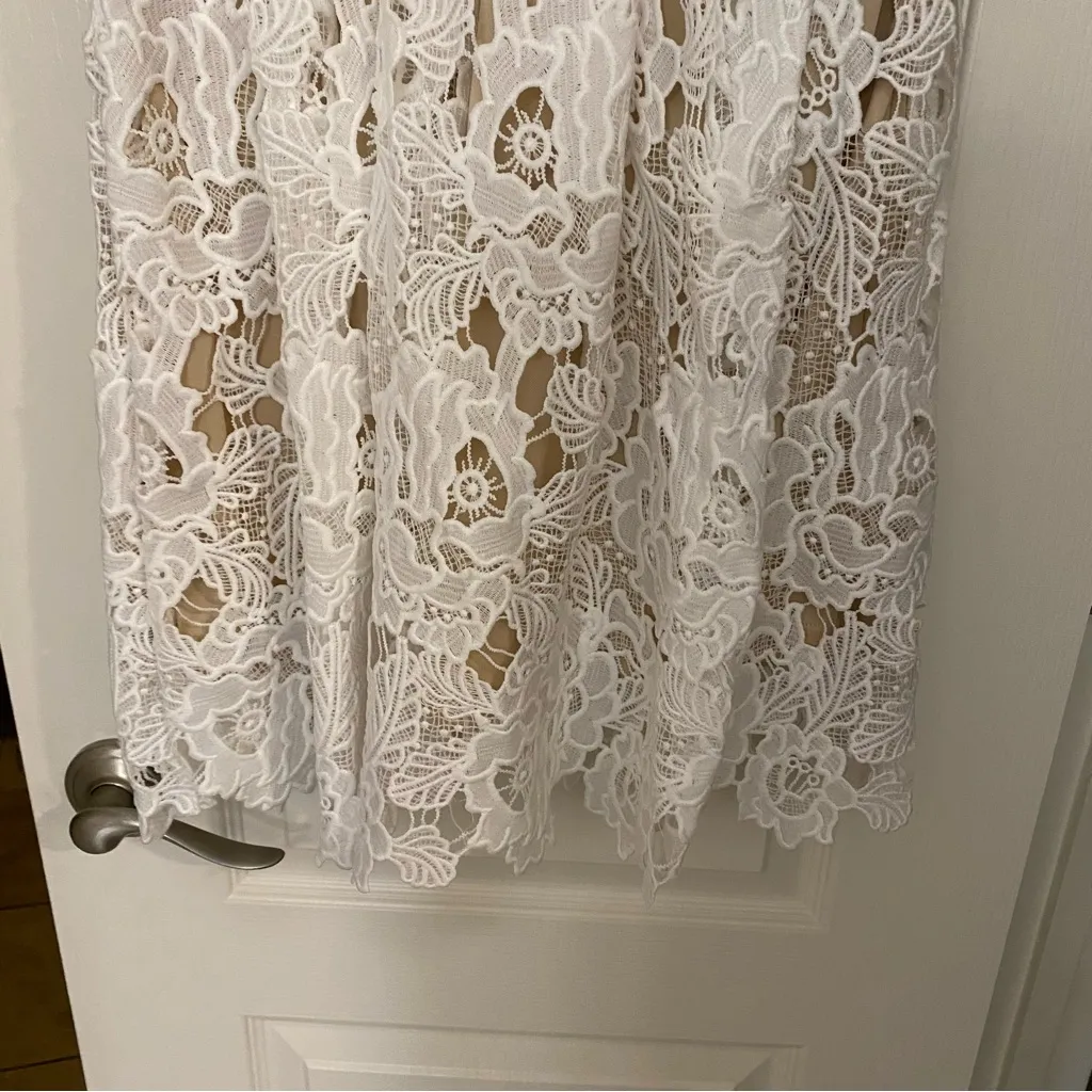 Francesca’s Womens Crocheted White Knit Midi Tank Dress M Medium Beige Lining - Image 5