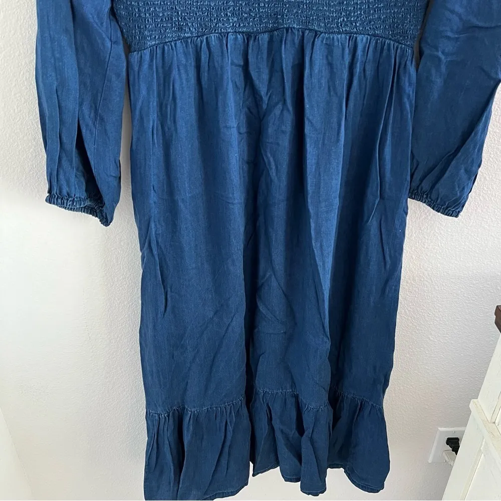 Old Navy Smocked Indigo Maxi Bitton Ruffle Longline Lyocell Large - Image 8