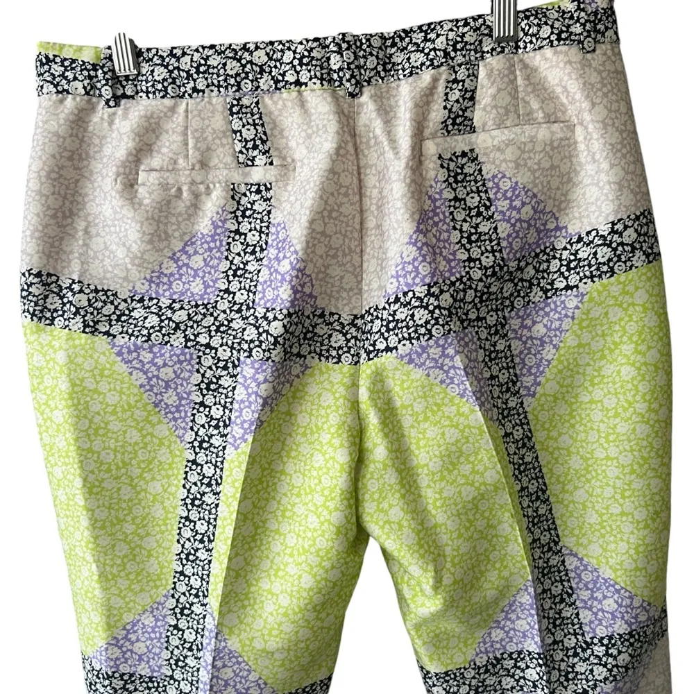 J. CREW Patterned Straight Leg Cropped Pants Sz 10 - Image 7