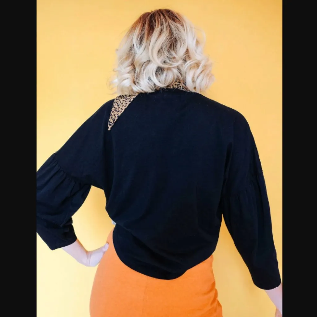 Dazey LA Black Puff Sleeve Long Sleeve Tee S - Image 4