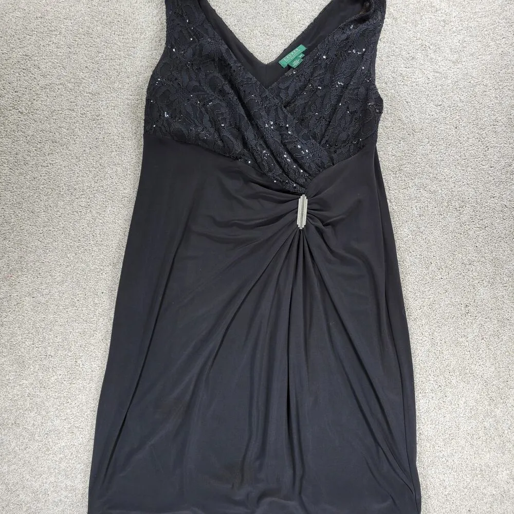 Ralph Lauren Faux Wrap Formal Dress Womens 16W Black Lace Ruched Cocktail Party Size 16 - Image 13