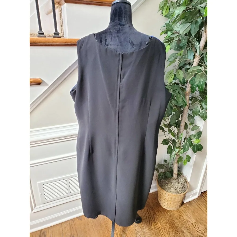 Studio 1 Women Black Polyester Round Neck Sleeveless Knee Length Dress Size 24W - Image 7
