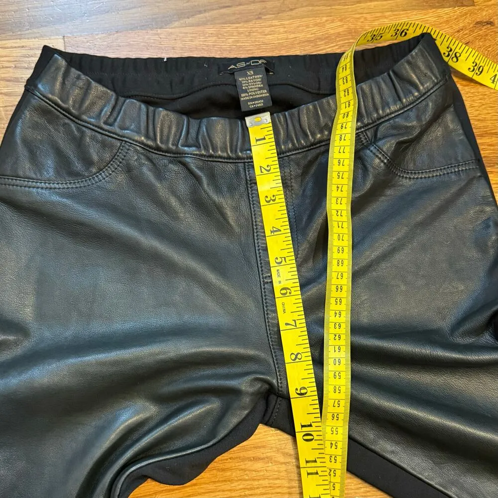 As by DF Womens XS Black Kiki Leather Leggings Fabric Leather Mix Stretch Biker - Image 3