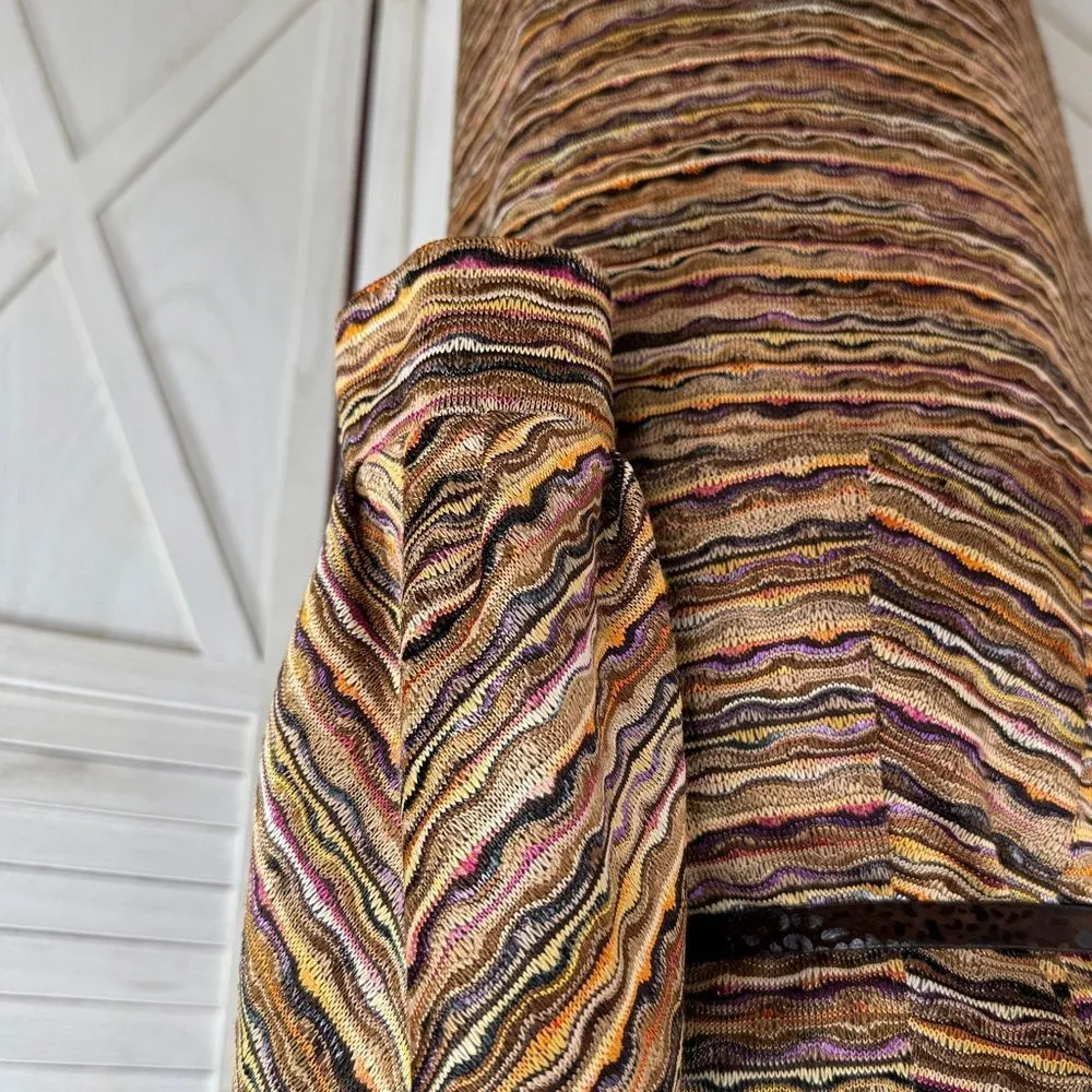 Vintage Isabel & Nina Dress Barn Striped‎ Knit Blazer Skirt Suit Tan Multi 12 - Image 7