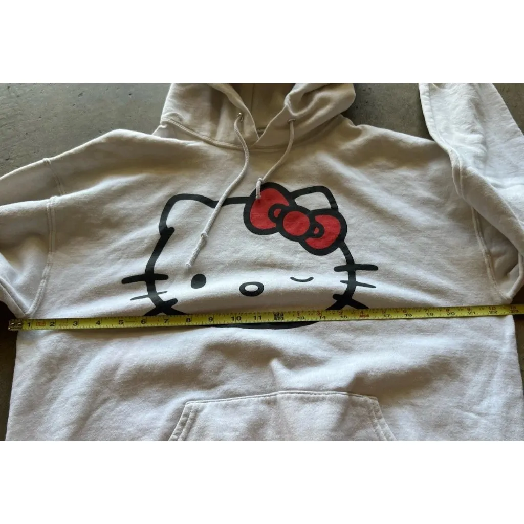 Hello Kitty Women’s Sz Large Sweater Hoodie Sanrio White Wink Hello Kitty - Image 6