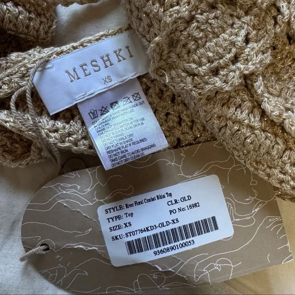 Meshki - River Floral Crochet Bikini Top - Gold - Image 7