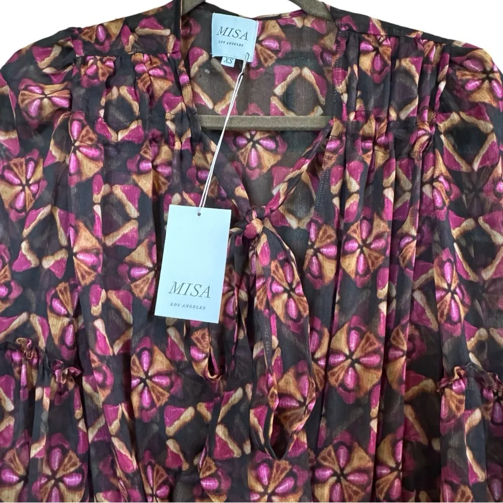 NWT Misa Los Angeles Celeste Shibori Prism Multicolor Midi Dress Size XS - Image 6