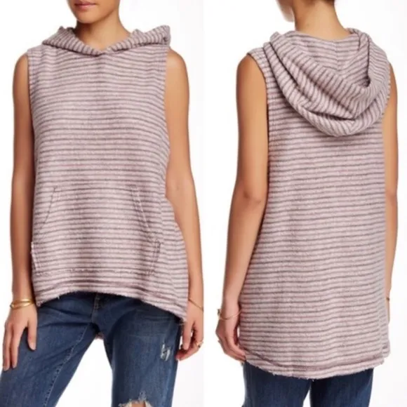 Free People Pullover Purple Striped Hoodie - Image 2