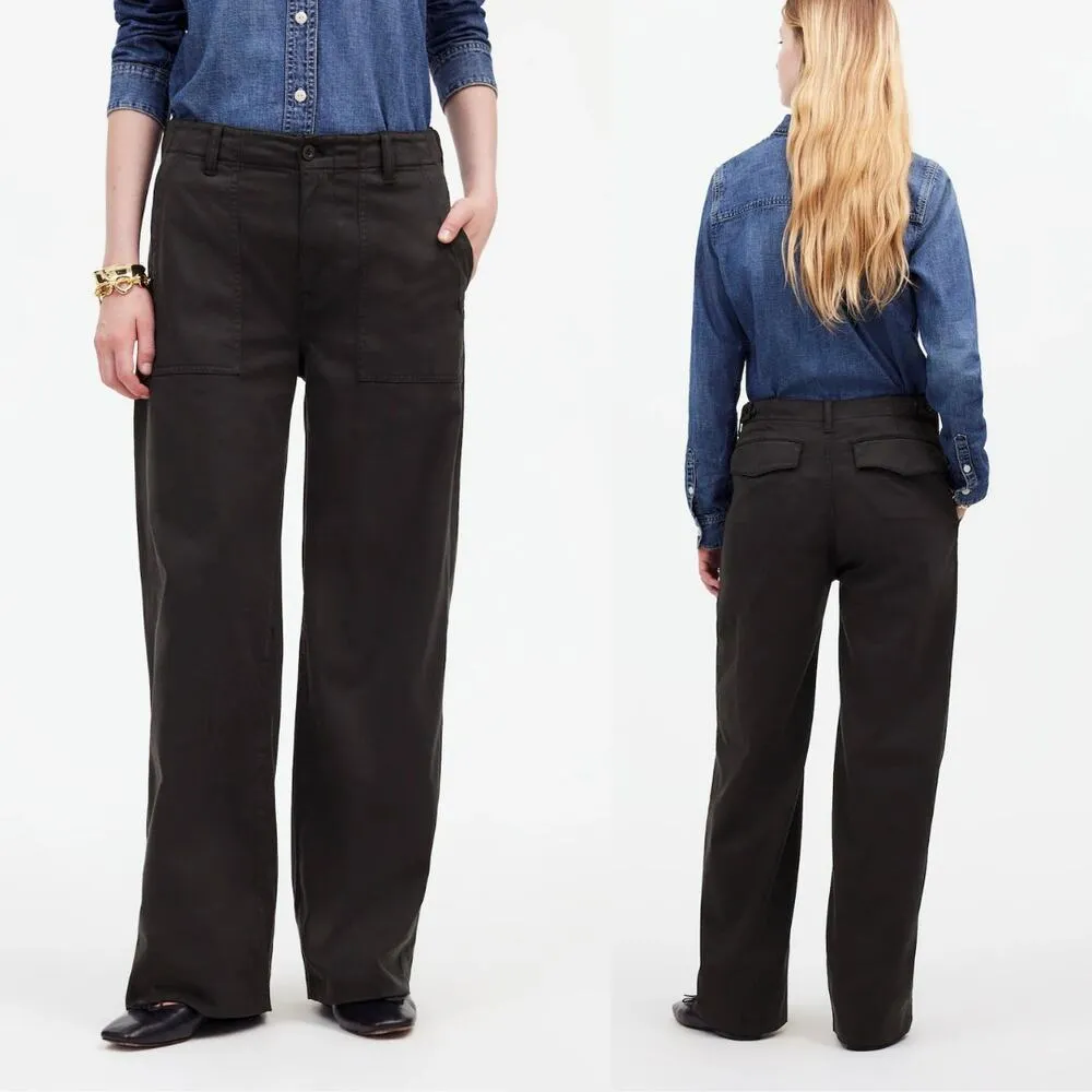 NEW Madewell Low-Slung Baggy Utility Pants Black Size 27 Small Minimalist Preppy - Image 3