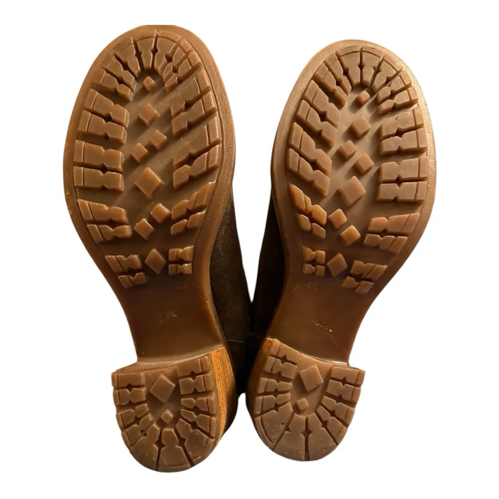 Gioseppo Used Chocolate Brown Stacked Heel Suede Boot with Buckle Fall Classic Size 9 - Image 7