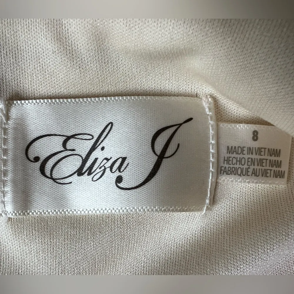 Eliza J Champagne Cowl Neck Sequin Gown Spaghetti Straps Leg Slit Formal - 8 - Image 9