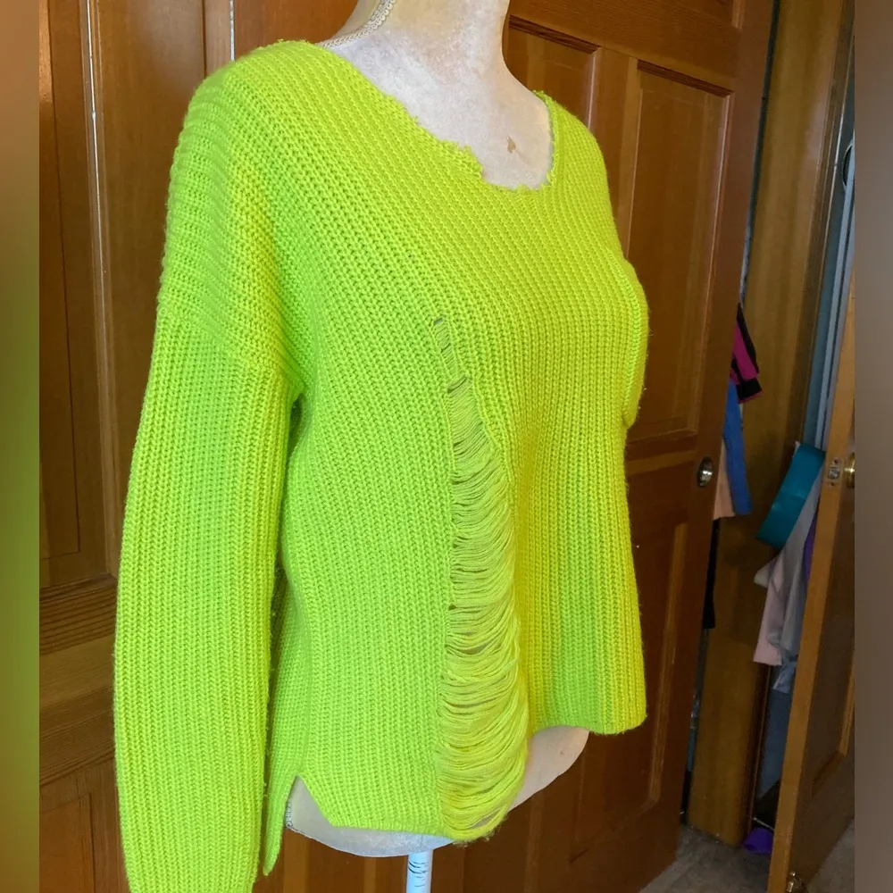 Women’s Lime Green Distressed Sweater - Image 6