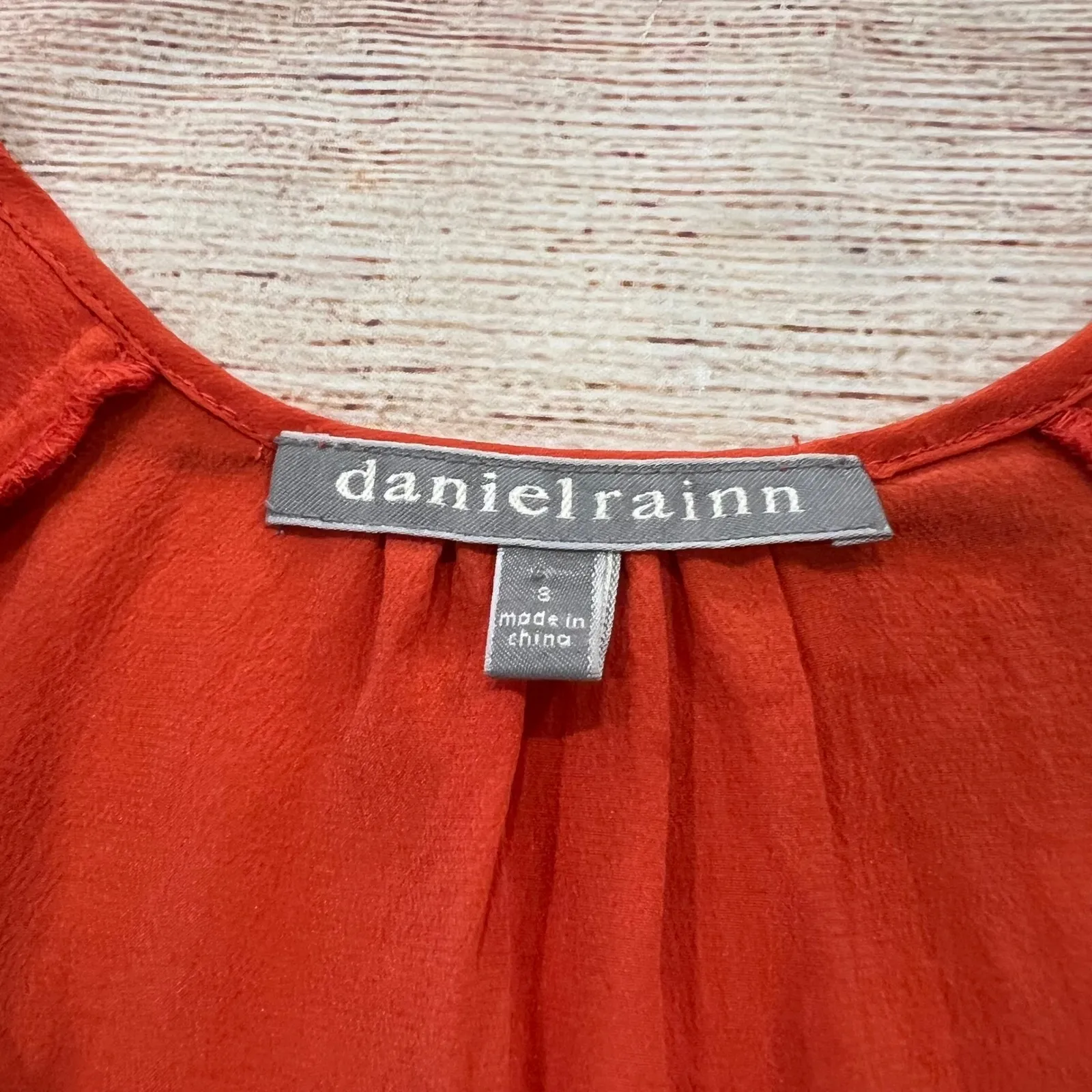 Daniel Rainn Women's Orange Silk Ruched Neck Sleeveless Tank Top Blouse Size S - Image 3