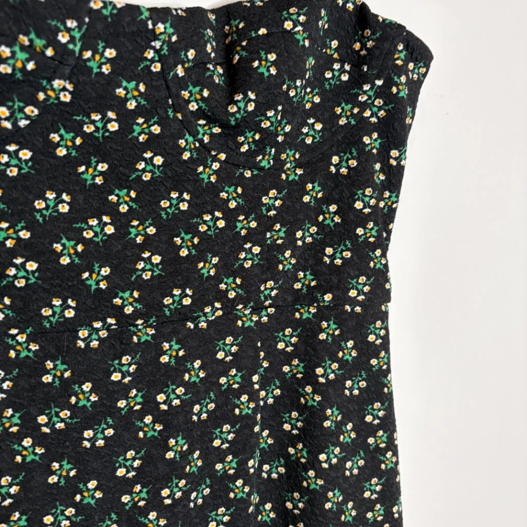 Anthropologie HUTCH Black Ditsy Floral Corset Ruffle Mini Dress - Image 3