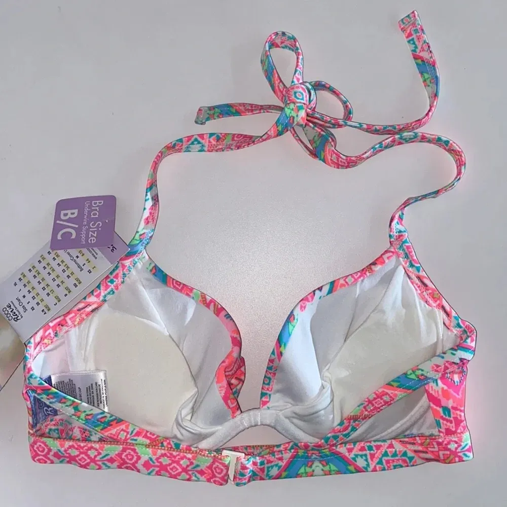 Coco Rave NWT  32 B/C halter push-up bikini top bright ruched - Image 6