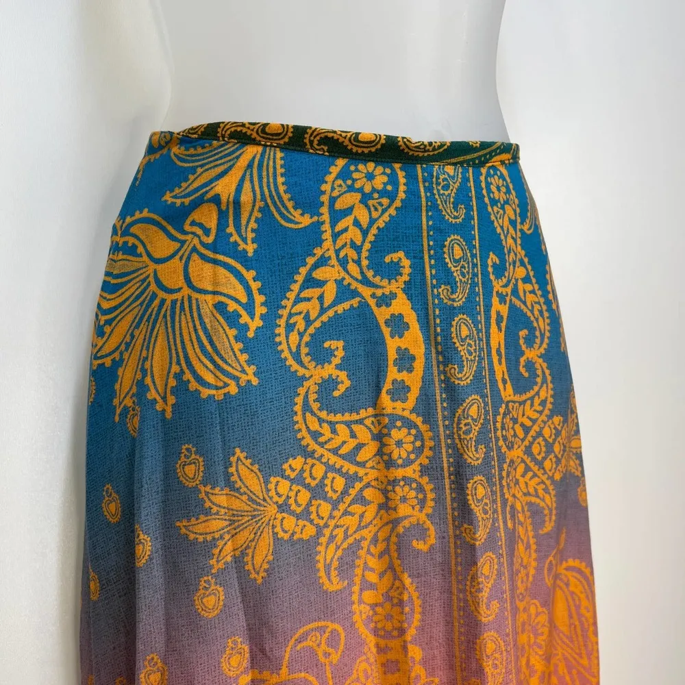 Anthropologie Farm Rio Satin Slip Ombre Midi Skirt Cotton - Image 4